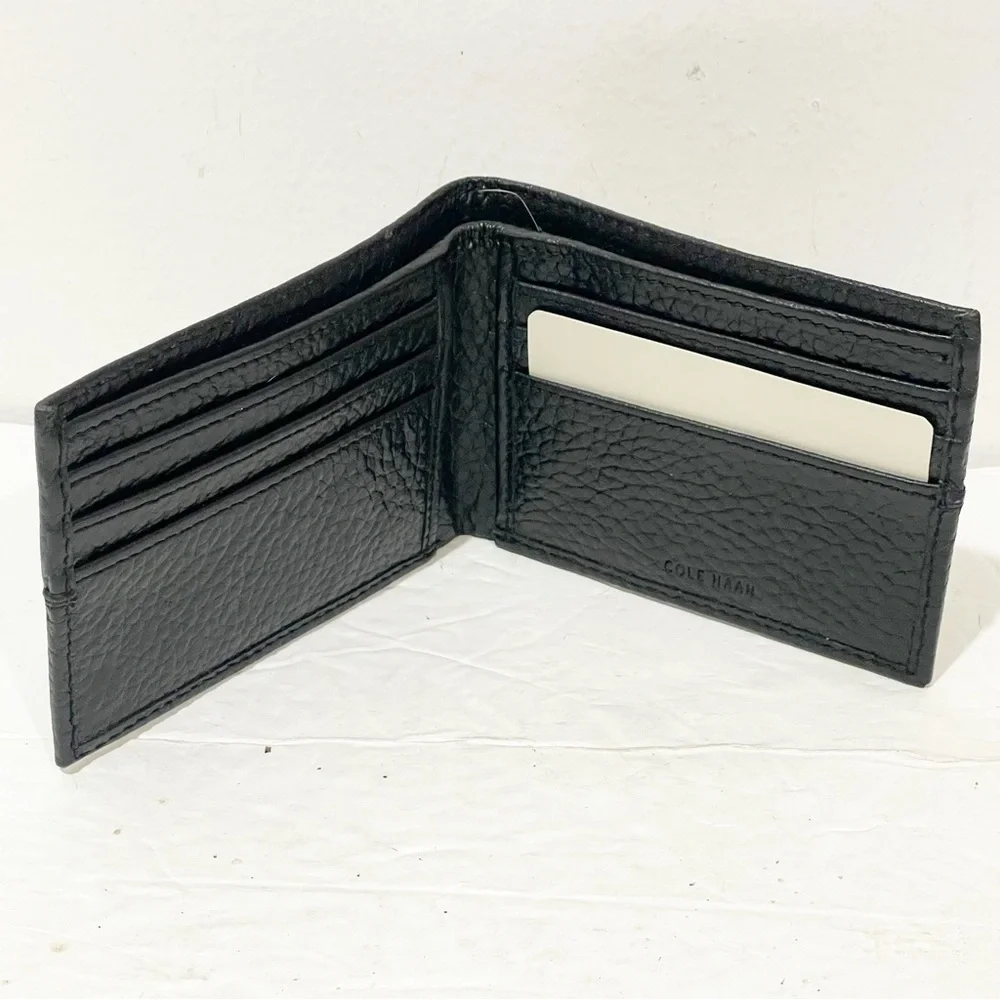 Cole Haan Men’s Black Pebbled Leather Bifold Card Wallet‎